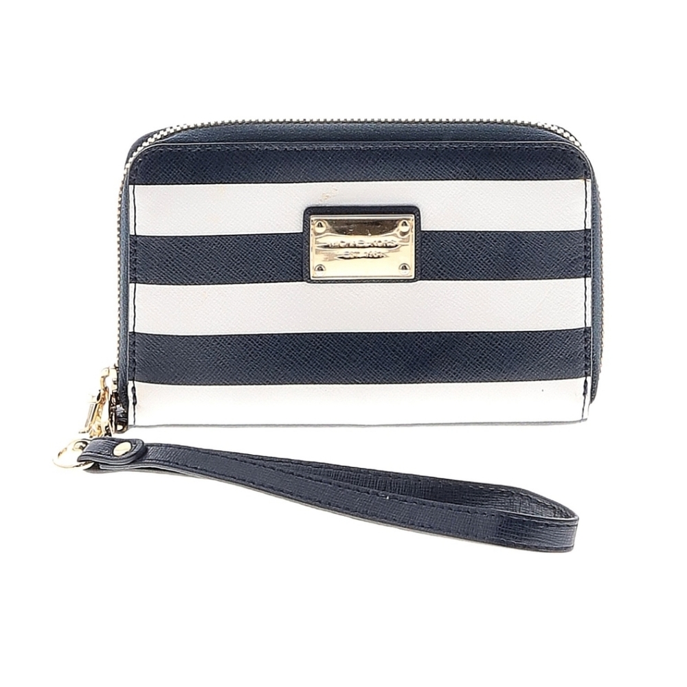 MICHAEL Michael Kors Navy & White Striped Wristlet,  OS